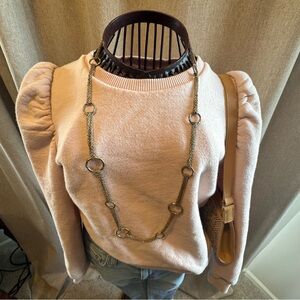 Stella & Dot Pink Puff Sleeve Pullover Sweatshirt - Size S